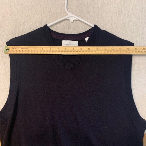 Toscano Firenze Mens Black Merino Wool Acrylic Sweater Vest Size Large - Picture 8 of 10